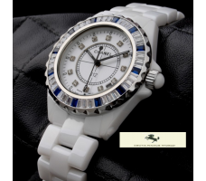 HK1295 CHANEL BEYAZ SERAMİK TAŞLI BAYAN SAATİ